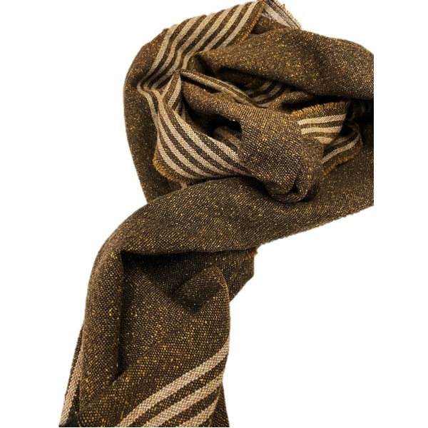 イタリア製ストール ブラウンネップxストライプ
