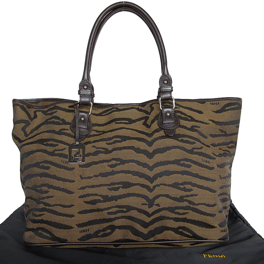 フェンディ FENDI ハンドバッグ ナイロンキャンバス/レザー ブラウン×ブラック レディース k0046g