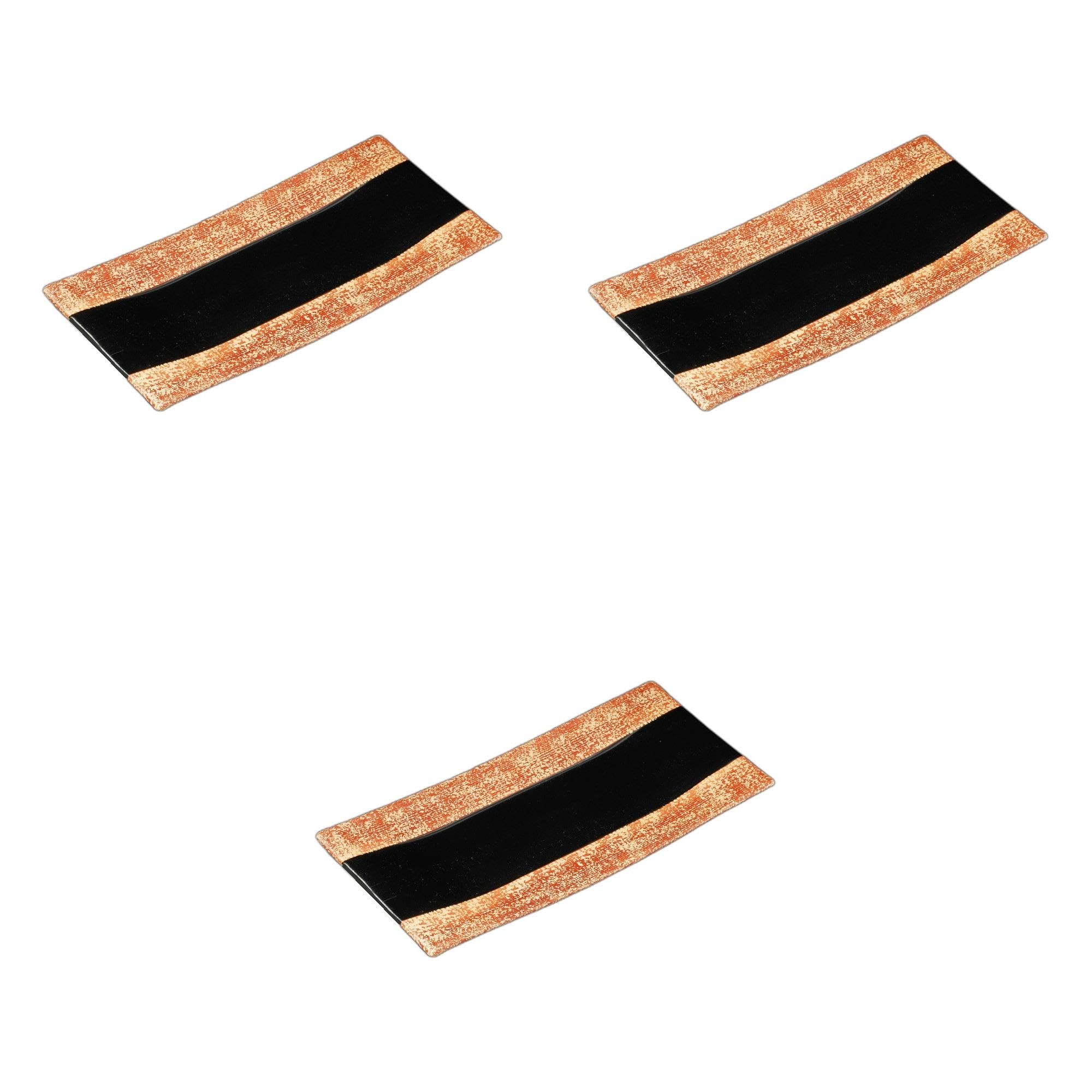 セトモノホンポ(Setomonohonpo) 3個セット 赤半掛長大皿 [ 31.4×15.4×2.1cm ] 長皿陶磁器