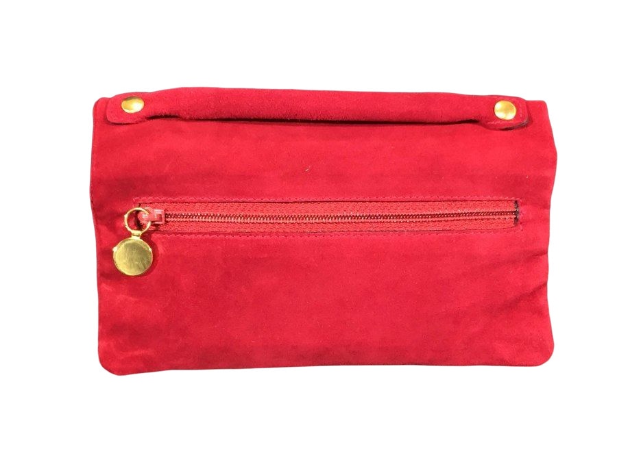 ポーチ ヴァラ スエードレザー レッド 赤 【中古品】