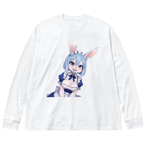 【文字入れ可能受注生産】ウサギの女の子　メイド　ケモナー　笑顔 ビッグシルエットロングスリーブTシャツ 8,214円