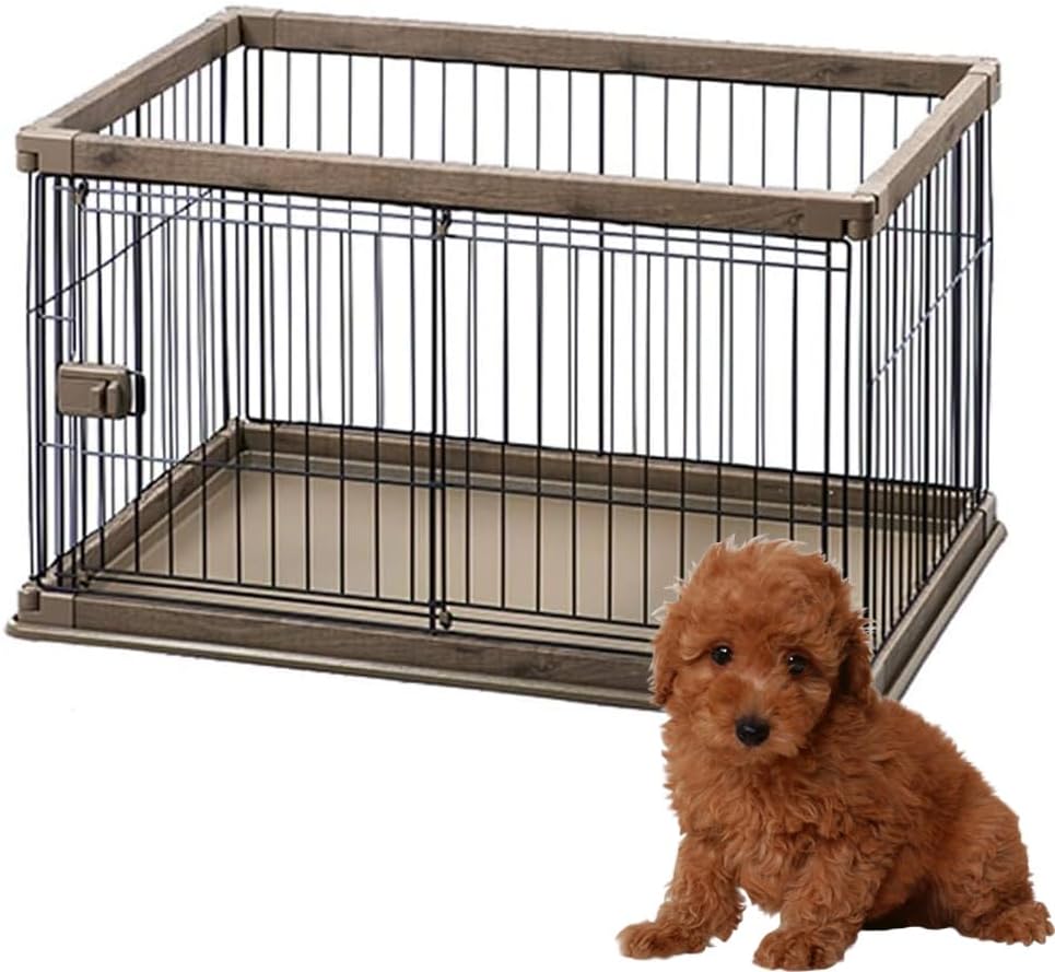 アイリスオーヤマ 犬 組み立て サークル ウッディサークル ロータイプ ブラウン 小型犬用 幅97.5×奥行66.5×高さ55.5cm PWSR-960L