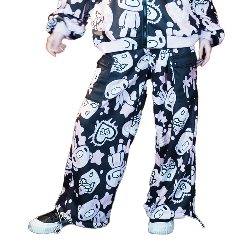 Gloomy x Sophie Powers Candy パンツ ロング丈 10分丈 ファッション 原宿系 病みかわいい ブラック/ピンク jr-gsp-pt-06