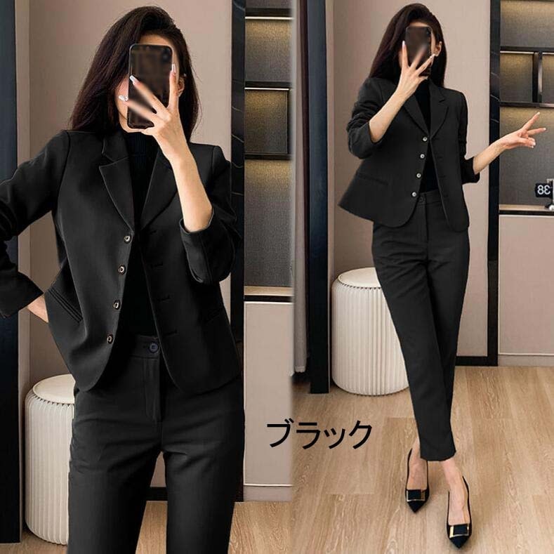 厳選素材【セール 】パンツスーツ レディース 可愛い セットアップ 通勤 就活 入学/卒業式 事務服 オフィス ママスーツ カジュアルスーツ 2点セット ジャケット+パンツ キャリア OL ビジネスス