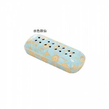 九谷焼 夕凪 寝かせる線香皿 小　水色鉄仙