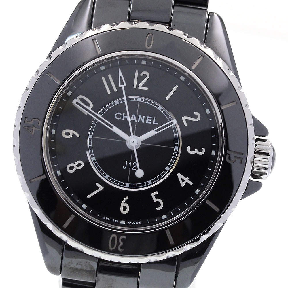 シャネル CHANEL H5695 J12 黒セラミック デイト クォーツ レディース 良品 保証書付き_835429【中古】