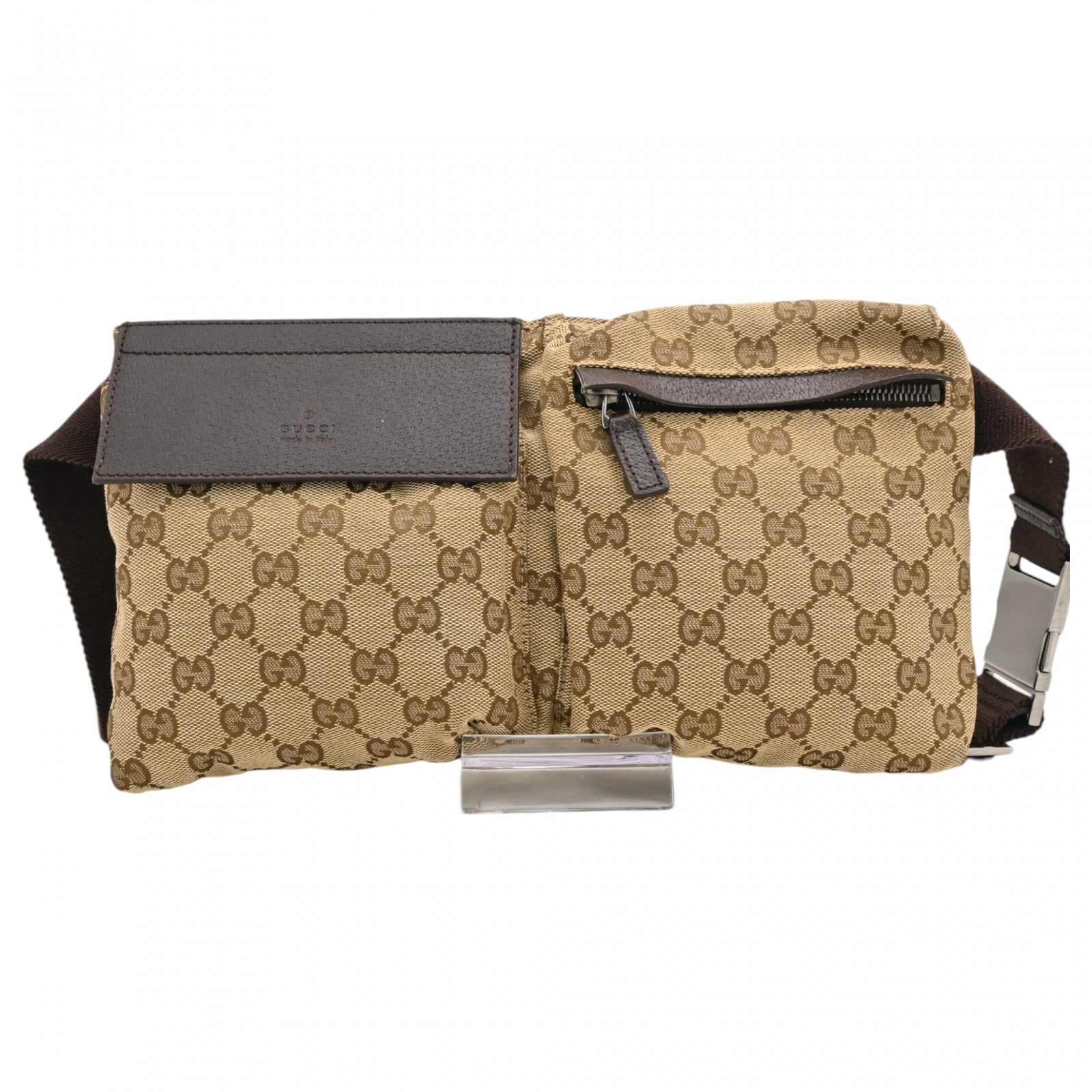グッチ GGキャンバス ロゴ ウエストバッグ ベージュ×ブラウン Bランク gu8934nd