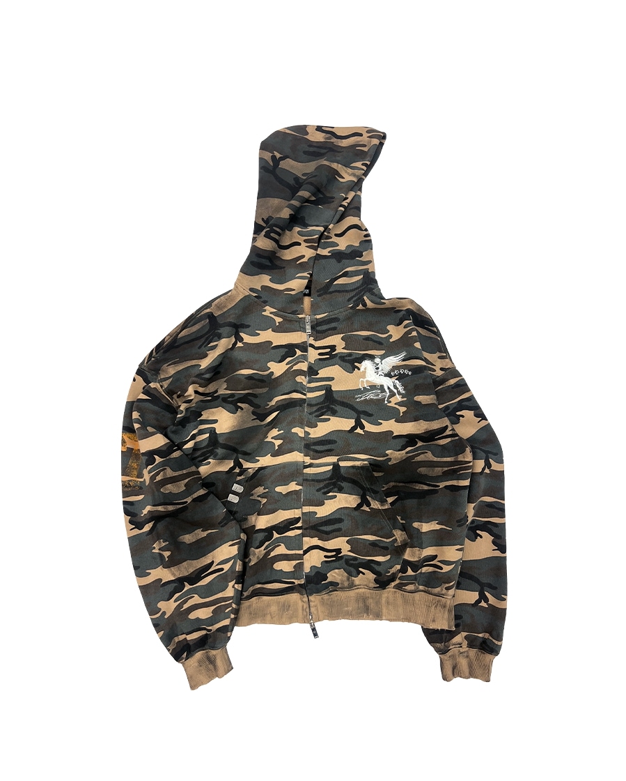 【PACOSPLY】DIRTY FALLING ANGEL ZIP-UP HOODIE : DIRTY CAMO