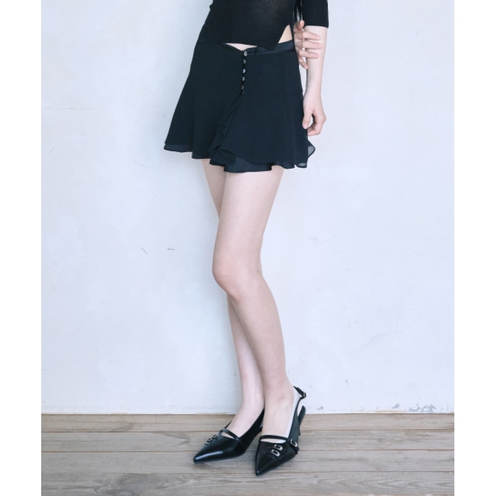 REISE MIYA リリーシフォンミニスカート [BLACK]