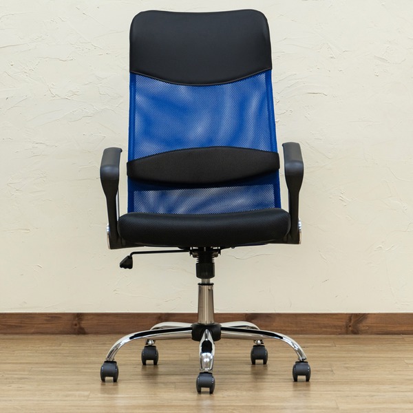 メッシュチェア ハイバック ブルー（BL） 組立品