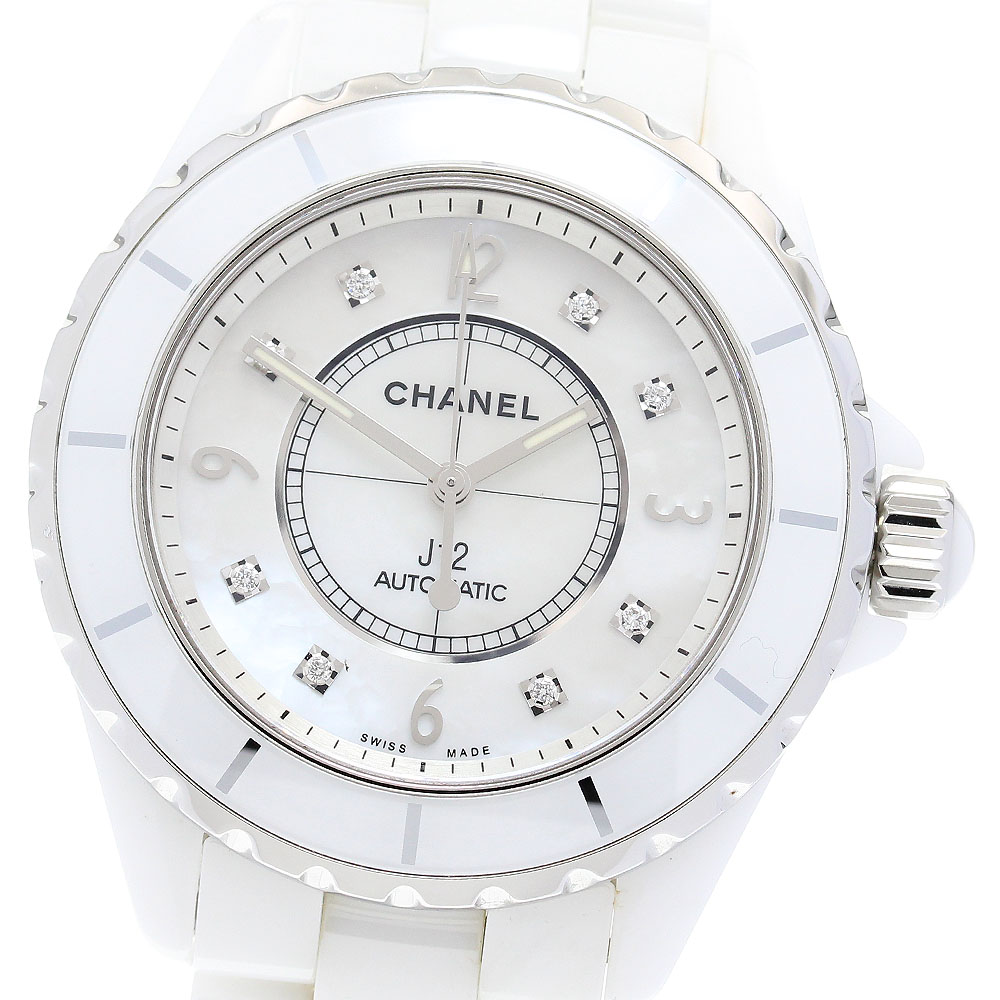 シャネル CHANEL H2423 J12 白セラミック 8Pダイヤ 自動巻き メンズ 良品 保証書付き_842763【中古】