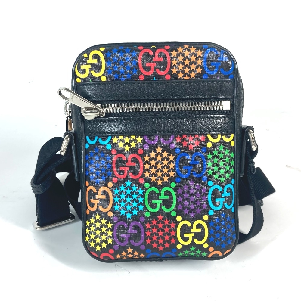 ショルダーバッグ 598103 斜め掛け 肩掛け GGサイケデリック ポシェット カバン レザー ブラック×マルチカラー