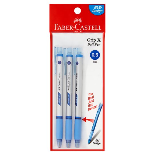 Faber-Castell Grip X 0.5 Blue Ball Pen 3pcs