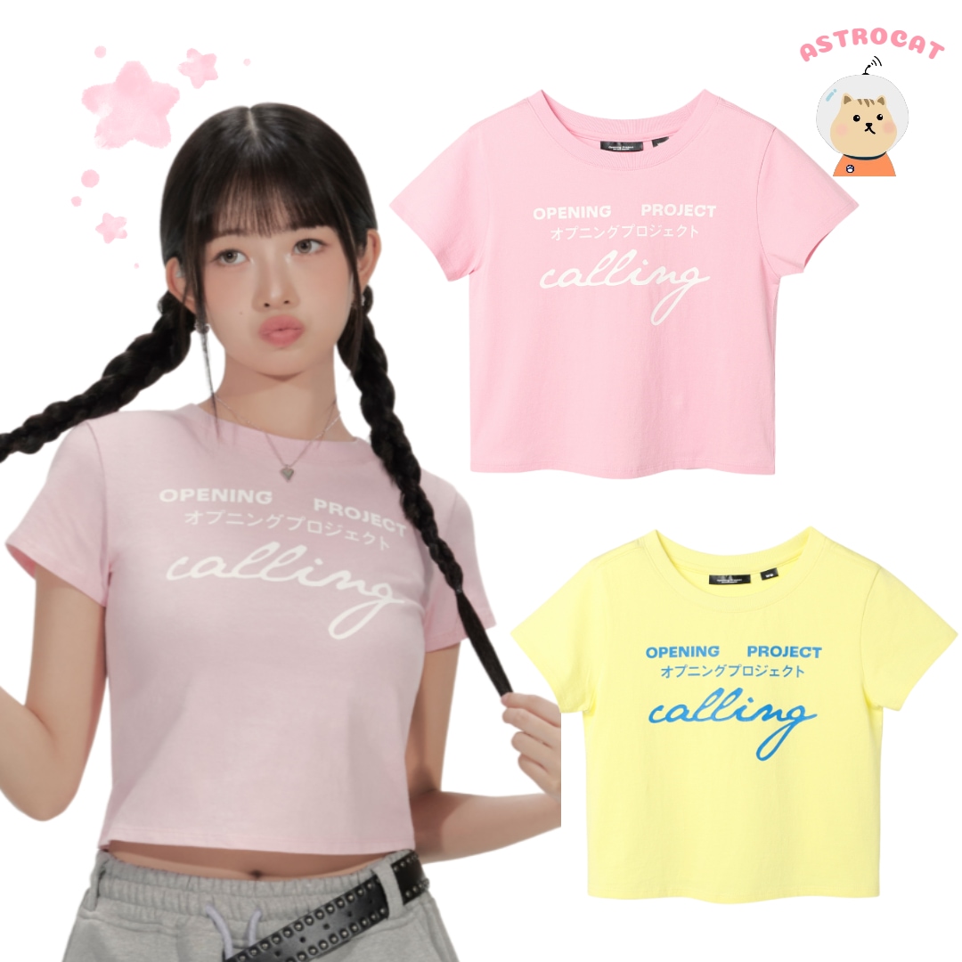 [IVEレイ着用] W Cropped Calling Half T Shirt_Pink or Yellow 6,877円