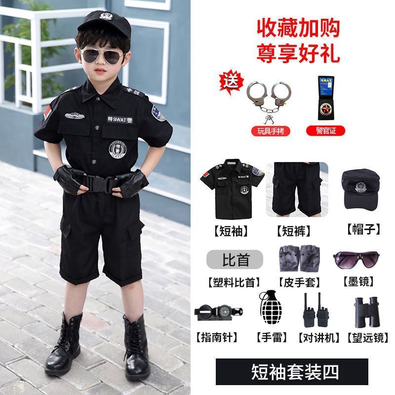 子供用リトル服夏警察官制服半袖男の子ベビー制服スーツ誕生日プレゼント