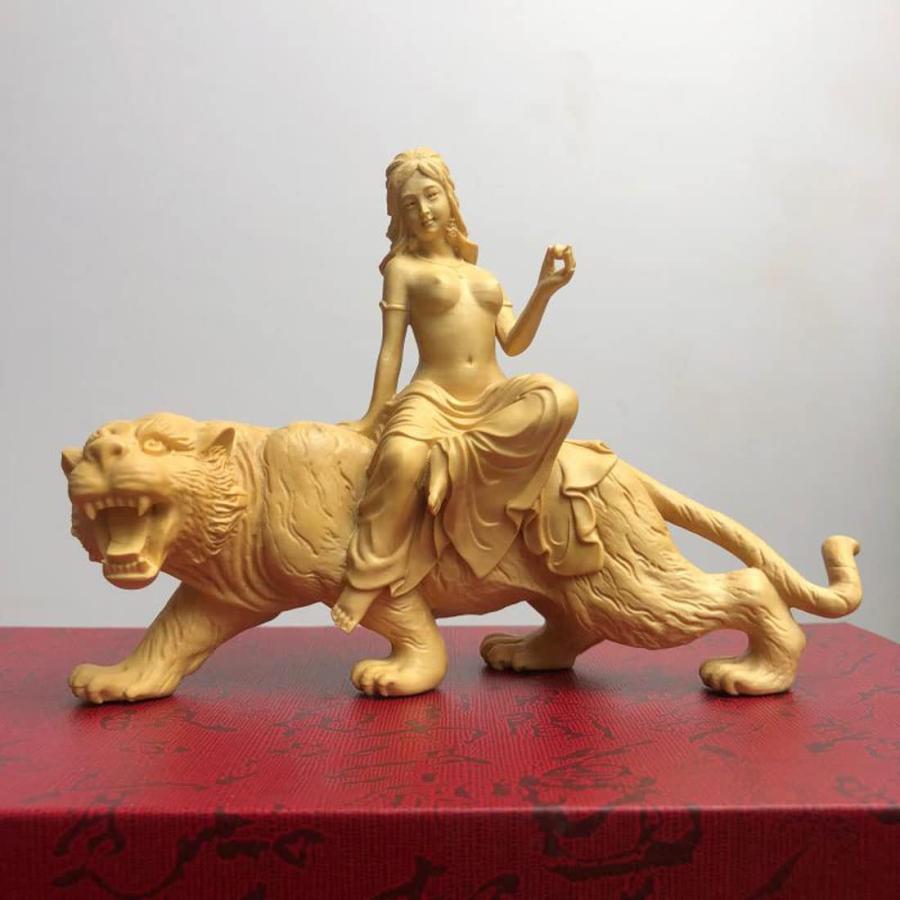 仏像 木彫り 七福神弁財天 仏像 コレクション 高級天然ツゲ木彫り 置物 インテリア おしゃれ 玄関 風水 厄除け 運気向上 金運 商売繁盛 (高さ9cm×巾14cm×奥行