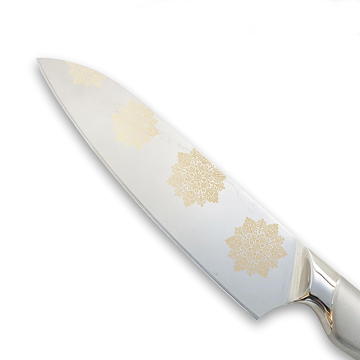 三徳 包丁 北欧結晶紋 金彩彫り 170mm シルバー 日本製 燕三条