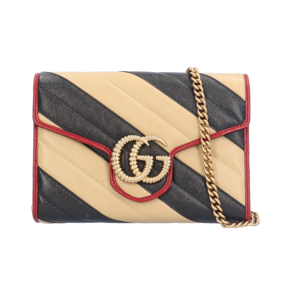 グッチ GGマーモント ショルダーバッグ レザー 573807 ベージュ GUCCI 中古 美品