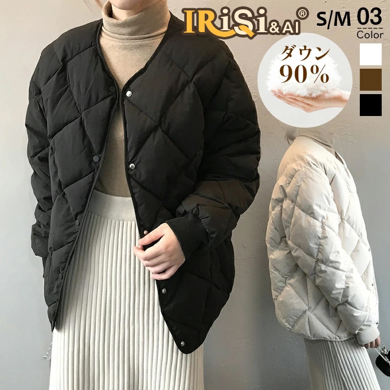 ダウンジャケット レディース ショート ダウン ショート丈 ダウンコート アウター 可愛い 女性 上品 防寒 体型カバー 秋冬 きれいめ おしゃれ 20 30 40 50代 アイボリー/ブラック/ブ