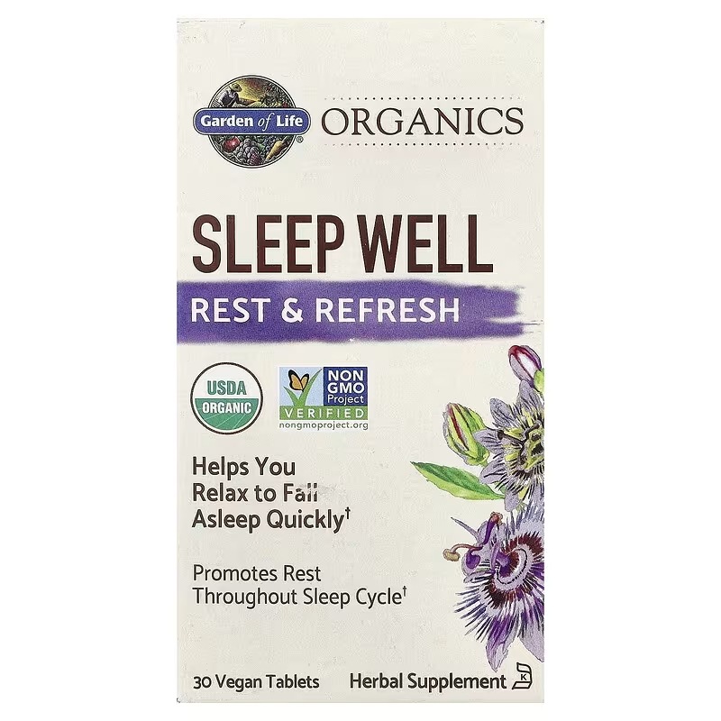 オーガニック Sleep Well Rest＆Refresh ヴィーガンタブレット30粒