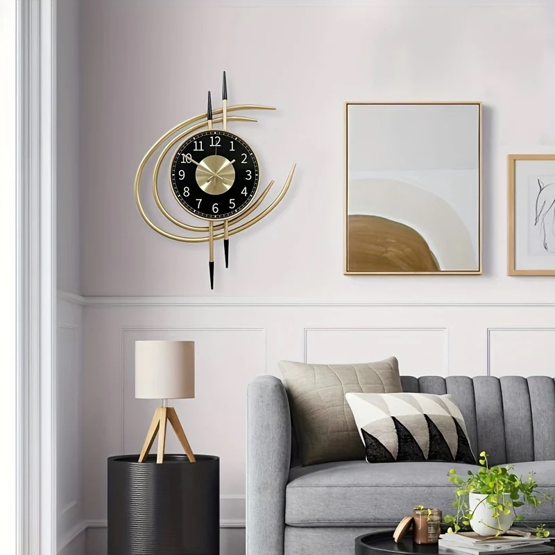 掛け時計 ラウンド 流線 サイレントクロック 柱時計 リビング ウォールクロック 単三電池 バッテリー式 シンプル インテリア 装飾品