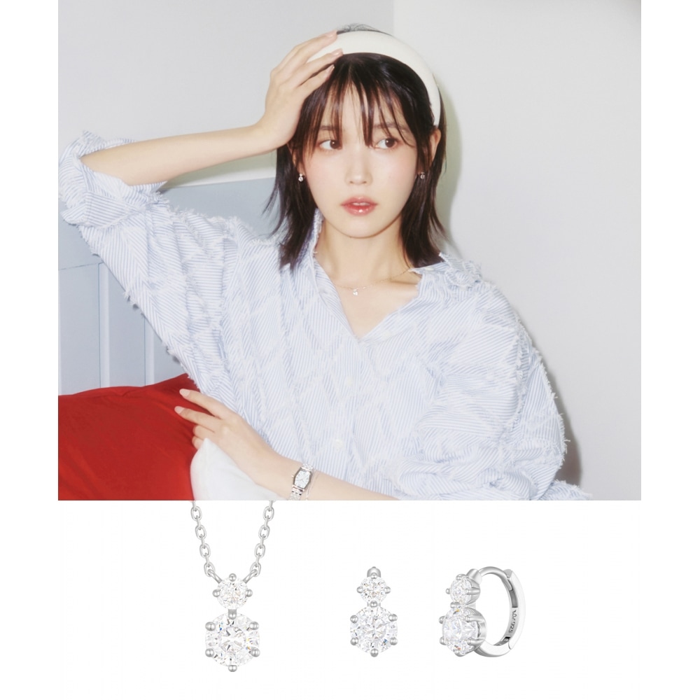ジェスティーナ [アイユーピック] ホワイトモンドネックレス+イヤリングセット (SET-J0-0104)