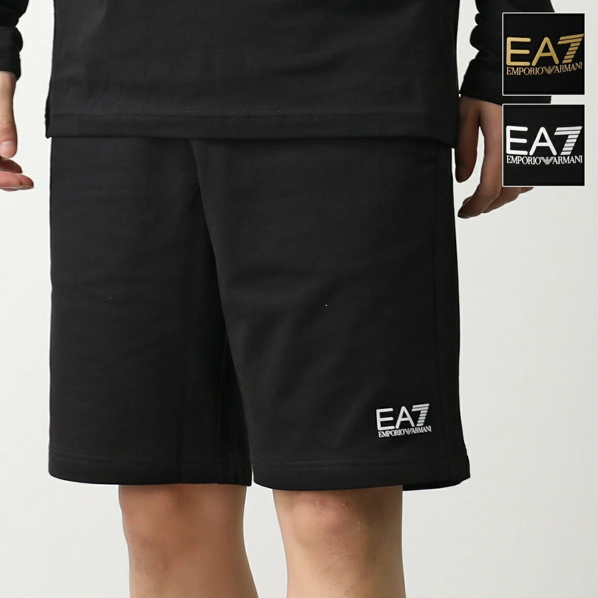 EA7 EMPORIO ARMANI エアセッテ エンポリオアルマーニ ハーフパンツ 8NPS65 PJVRZ メンズ スウェットパンツ ロゴ カラー2色