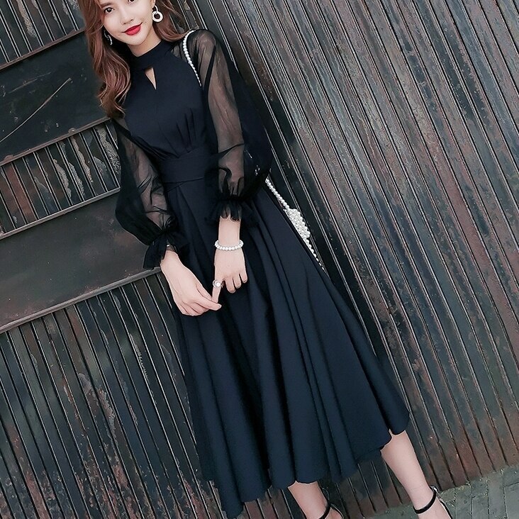 ドレス ワンピース 透け感 レディース リボン シースルー ドレスワンピース 大きいサイズ フレア