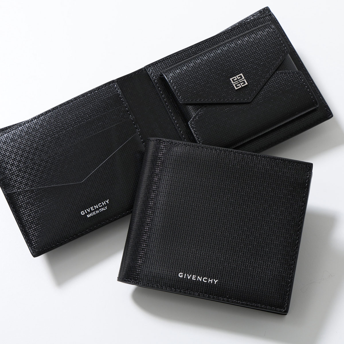 GIVENCHY ジバンシィ 二つ折り財布 4Gウォレット BK6090 K1T4 メンズ レディース ミニ財布 レザー ロゴ 小銭入れあり 001/BLACK