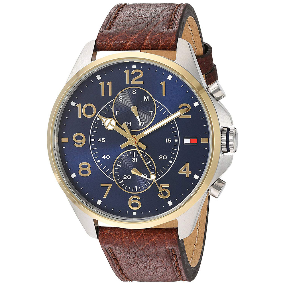 トミーヒルフィガー 腕時計 手表 メンズ DEAN マルチファンクション 46mm ネイビー文字盤 ブラウン レザー 1791275 誕生日プレゼント ポイント消化
