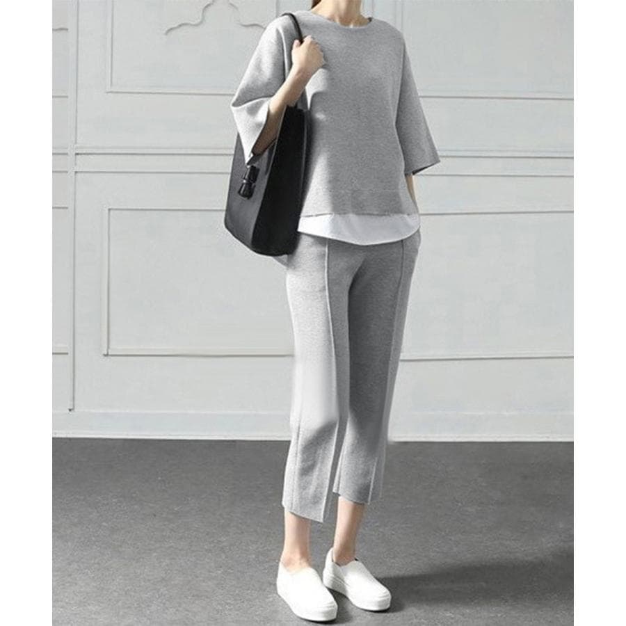 セットアップ レイヤード風カットソー春夏【ゆうパケット】