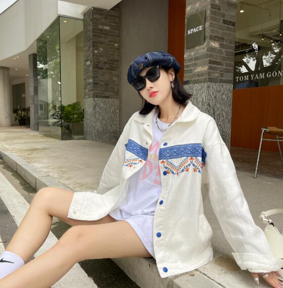 レディースファッション ジージャンデニムジャケット長袖Gジャンシンプルボタンポケットビッグ大きいサイズダンス衣装ヒップホップHIPHOPレディースガールズメンズ大人ストリートアウタージャンパー韓国