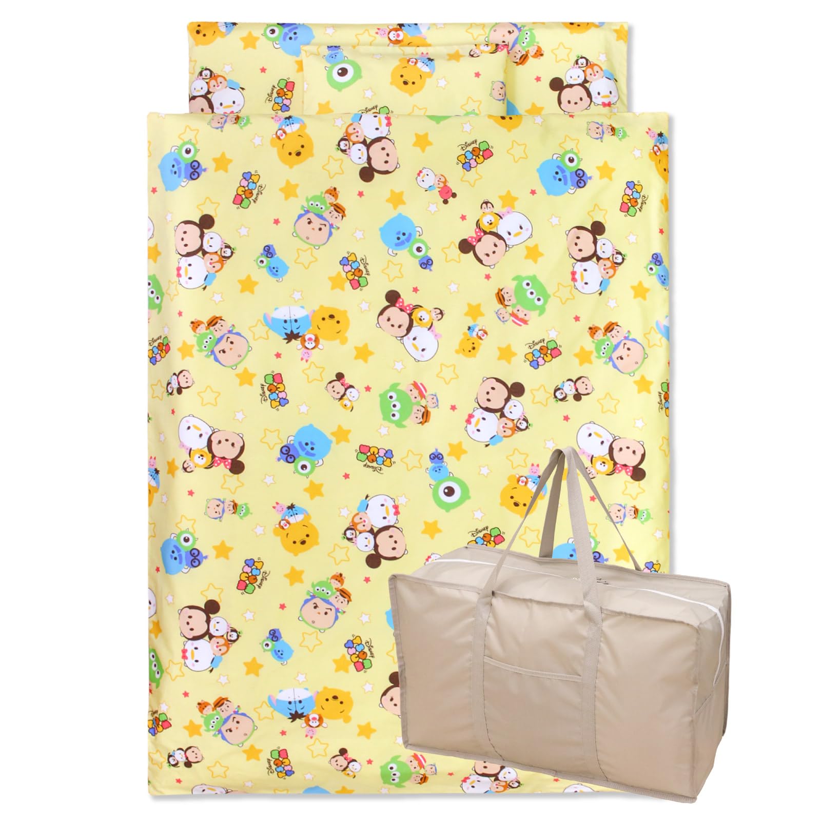 お昼寝布団セット 8点 洗える 綿100％ 撥水バッグ ツムツム お名前ワッペン ネームタグ 保育園 幼稚園