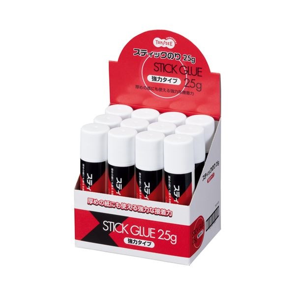 （まとめ） TANOSEE スティックのり 強力タイプ 25g 1セット（12本） [x10セット]