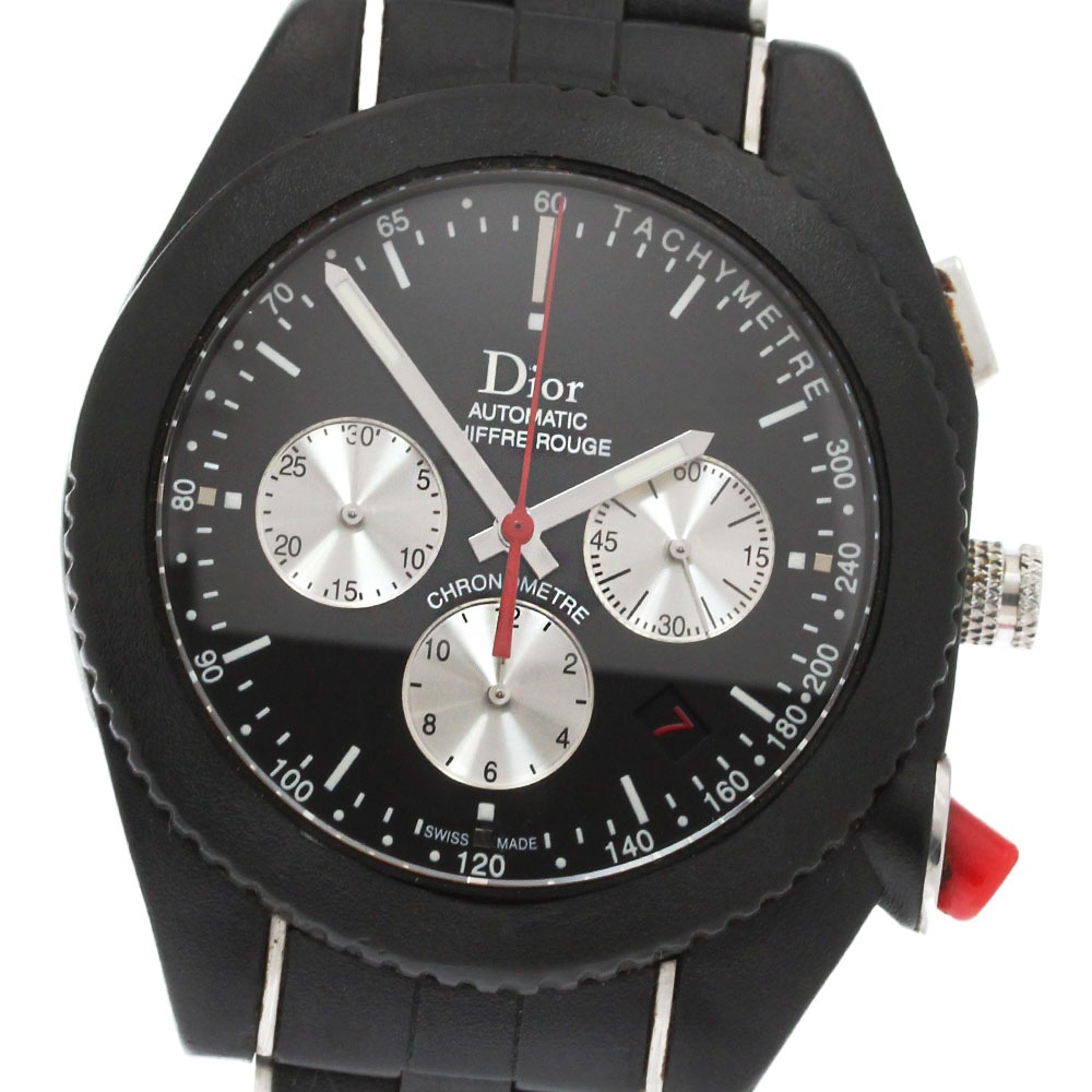 ディオール Dior CD084840R001 ディオール シフルルージュ クロノ ブラックタイム デイト 自動巻き メンズ _847517【中古】