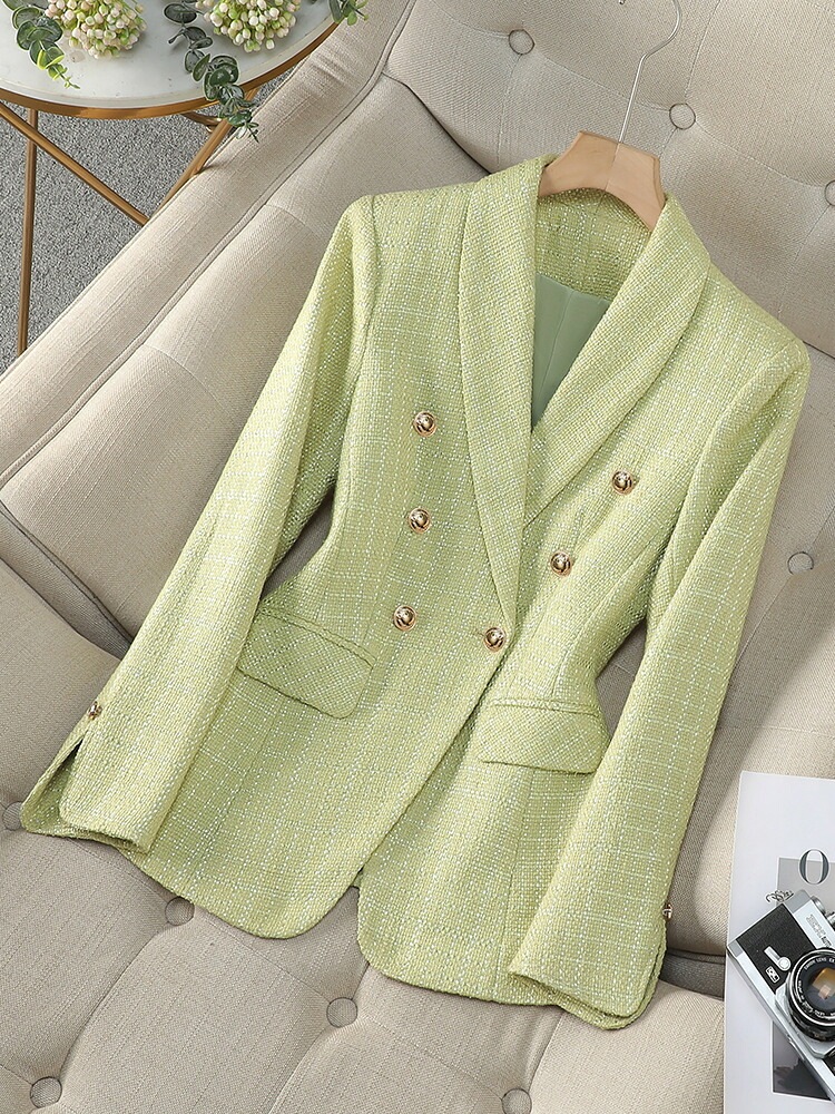 秋季 レディース 西装 ジャケット 2つボタン 抗 高級感 おしゃれ 青果