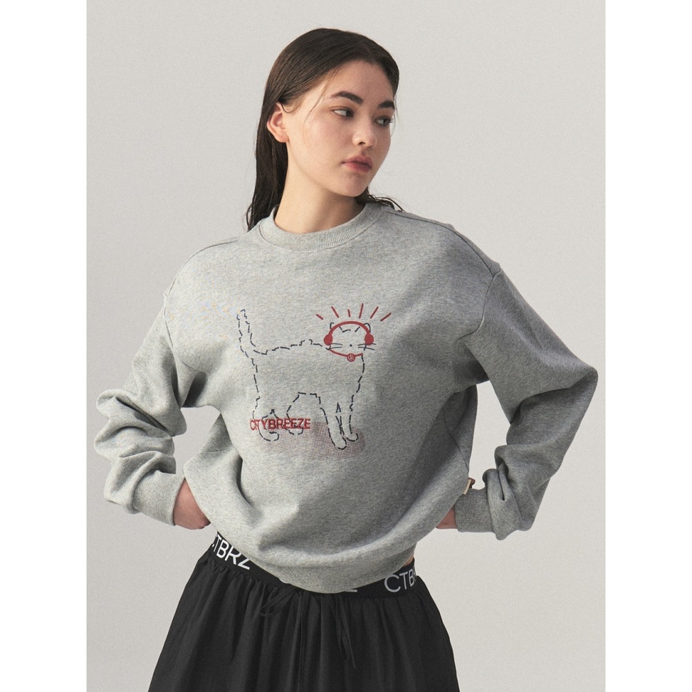 シティブリーズエッセンシャルシティキャットスウェットシャツメランジグレー