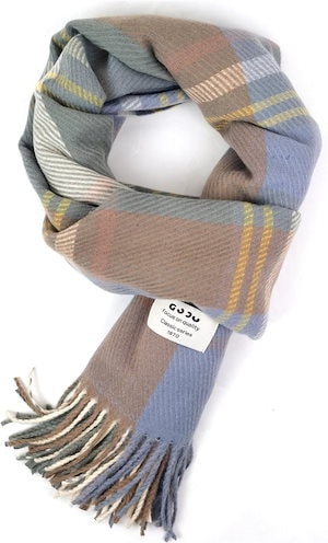 マフラー ストール レディース 秋 冬 大判 高校生 OL ふんわり暖か チェック柄 秋冬 防寒 保温 冷房対策 おしゃれ(B柄)