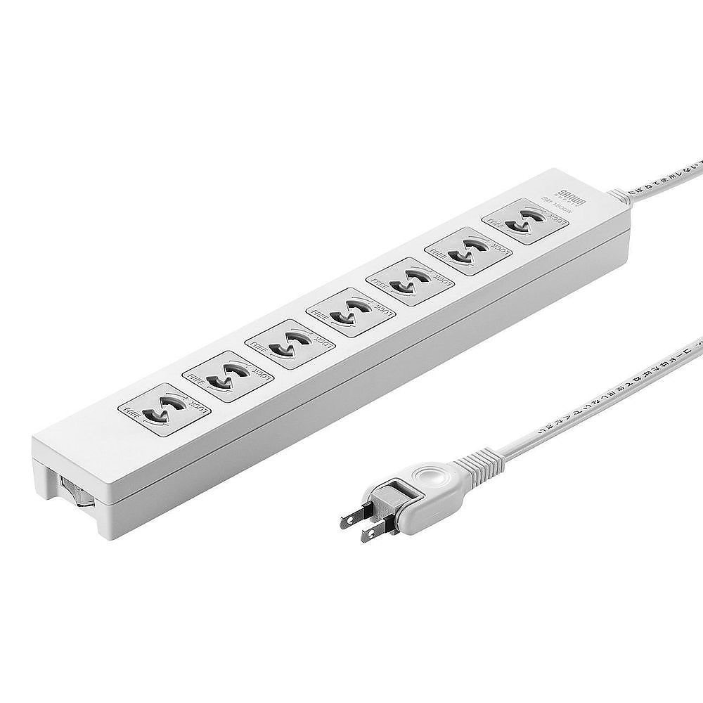 （まとめ買い）電源タップ 一括集中スイッチ付き+雷ガード 2P/7個口 2m TAP-F27-2Z [x3]