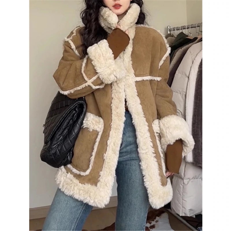 秋 冬 皮毛 アウター コート 厚手 保温 ジャケット コート ゆったり トップス