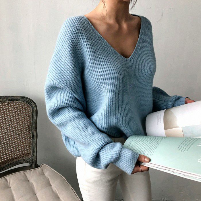 2021年 秋冬 3color ディープＶネック ニット セーター