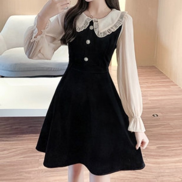 ワンピース ドレス レディース ショート 半袖 長袖 パフスリーブ フリル かわいい 大人可愛い きれいめ シンプル ガーリー 大人 上品 おしゃれ 無地 夏 デート お出かけ ホワイト ピンク