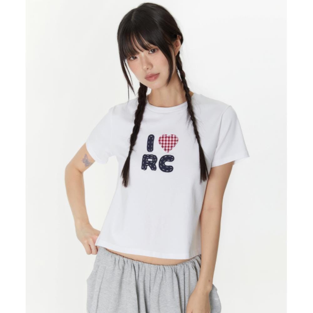 ROCKCAKE Check Heart Top White RC25TP23600WH