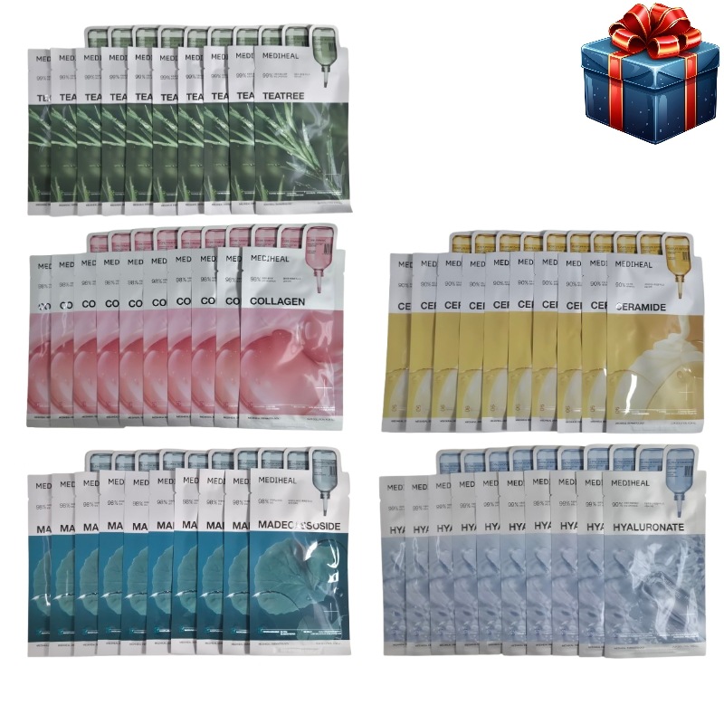 [BEST5種企画] エッセンシャル マスクパック 10枚×5種 計50枚 (ティーツリーマデカソサイドコラーゲンヒアルロン酸セラミド) 韓国コスメ 顔パック 栄養 水分 保湿 鎮静 弾力 デ