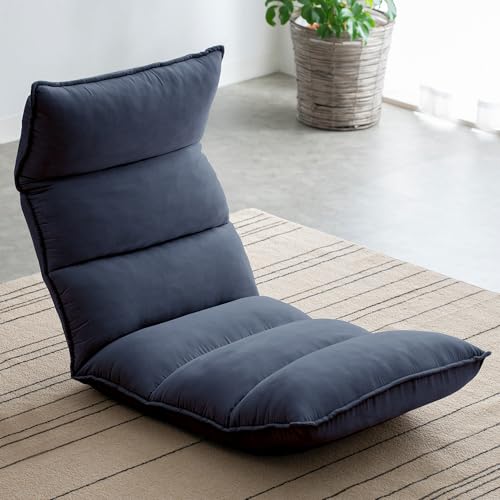 アイリスプラザ 座椅子 フロアチェア リクライニング 幅約54×奥行約84~138.5×高さ約16~71.5cm NFC-01 ネイビー 6,538円