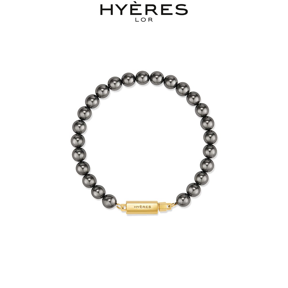 [HYERES LOR] H edition Silver Dark Gray Pearl Bead Bracelet