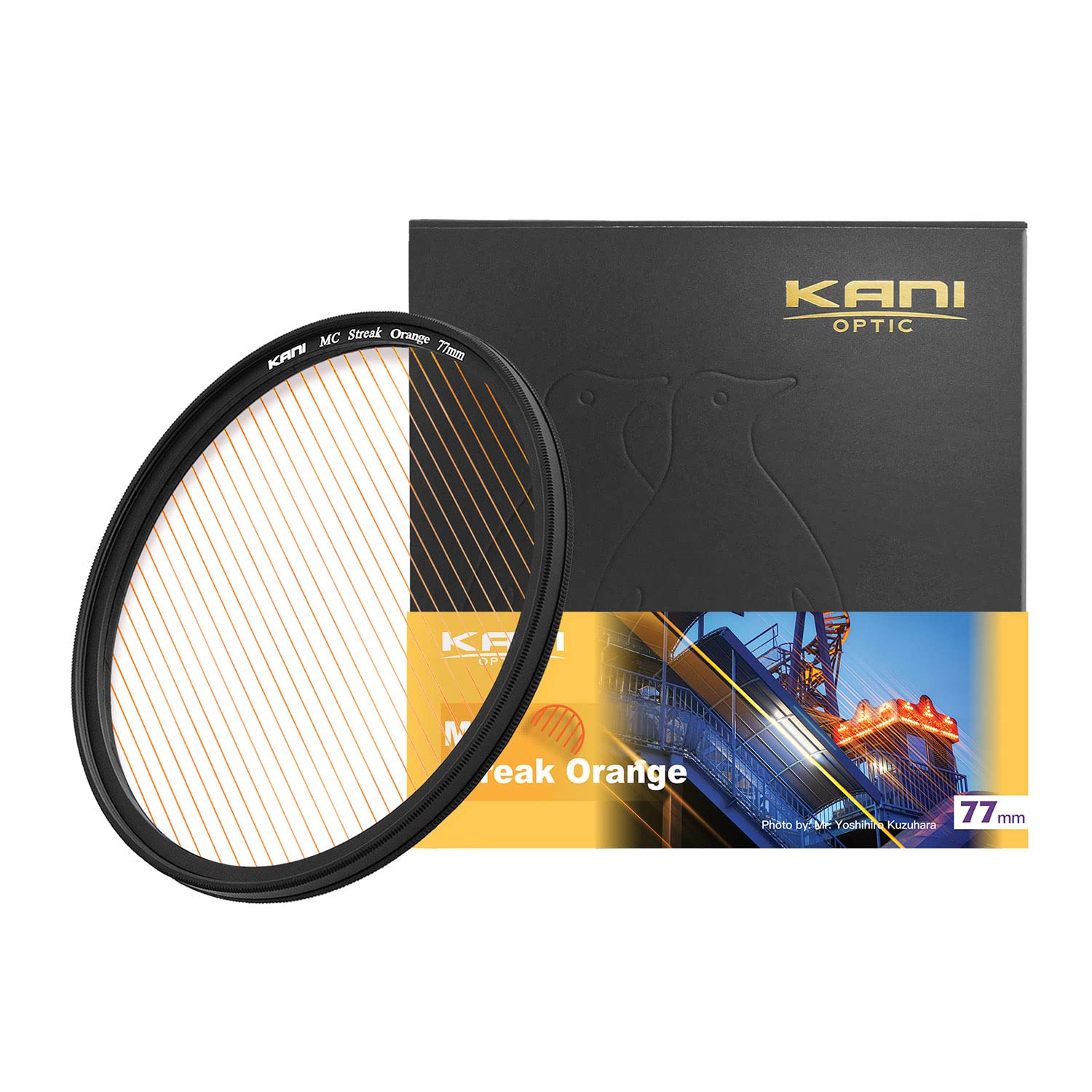 KANI 77mm ストリークオレンジ 特殊効果 ストリークフィルター 光条色：オレンジ アナモルフィック 夜景 イルミネーション ポートレート Streak Orange K17194