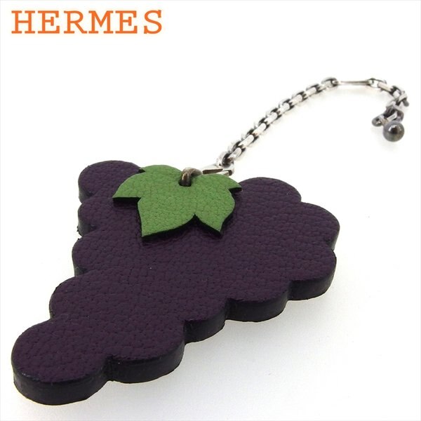 キーホルダー チャーム フルーツモチーフ レディース ぶどう ブドウ パープル グリーン シルバー 中古