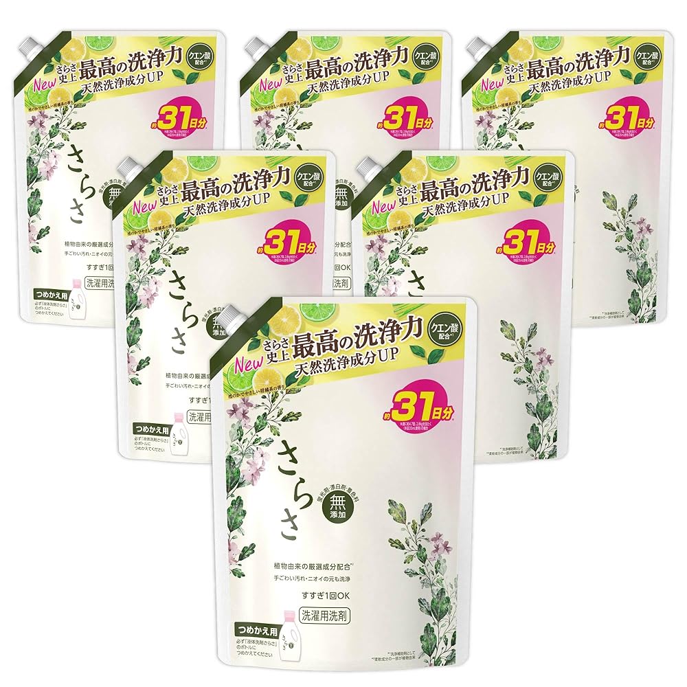 さらさ 洗濯洗剤 液体 760g×6袋 無添加 植物由来の厳選成分配合 ほのかでやさしい柑橘系の香り 詰め替え