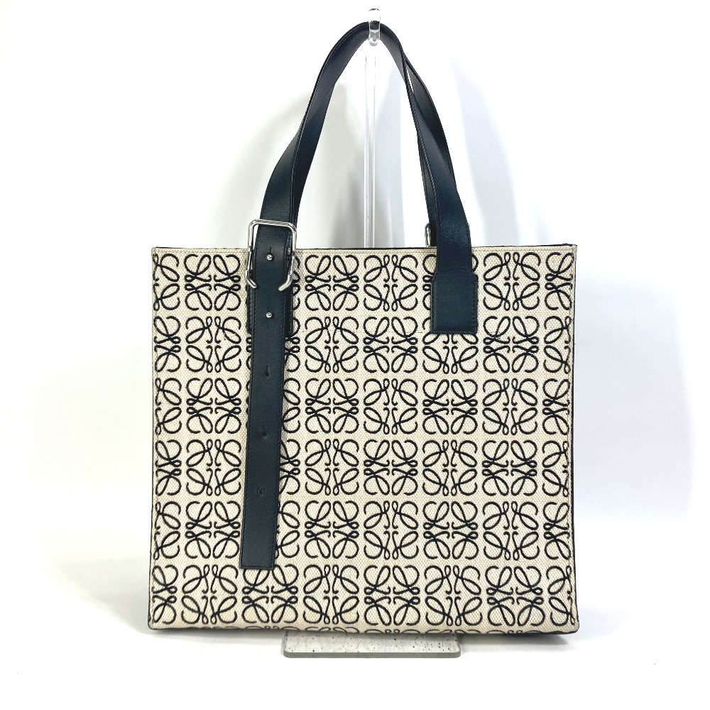 トートバッグ B692L09X03 バックルトート アナグラム ショルダーバッグ 肩掛け ビジネスバッグ キャンバス/レザー ホワイト